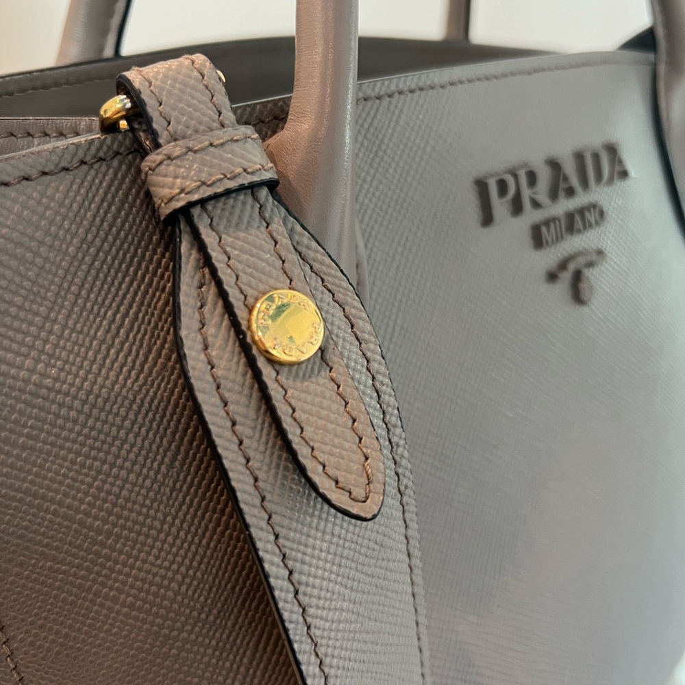 Authentic Prada Milano Taupe Leather Tote Bag - Picture 11 of 17